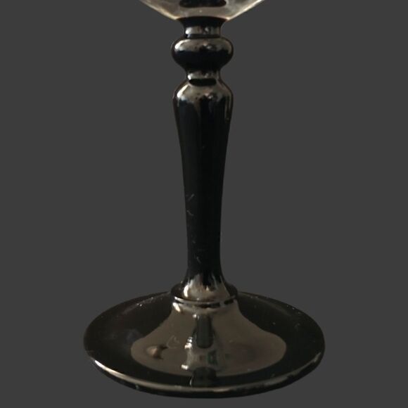 Cristal DArques Optic Twist Wine Glass Onyx France Black Stem Vintage Durand.   - Picture 5 of 15